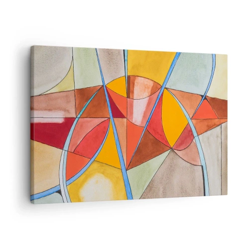 Quadro em tela - Uma composição abstrata em cores geométricas vivas. - 70x50cm - Carrossel, carrossel dos sonhos - Decoração de parede moderna para a sala de estar e quarto ARTTOR