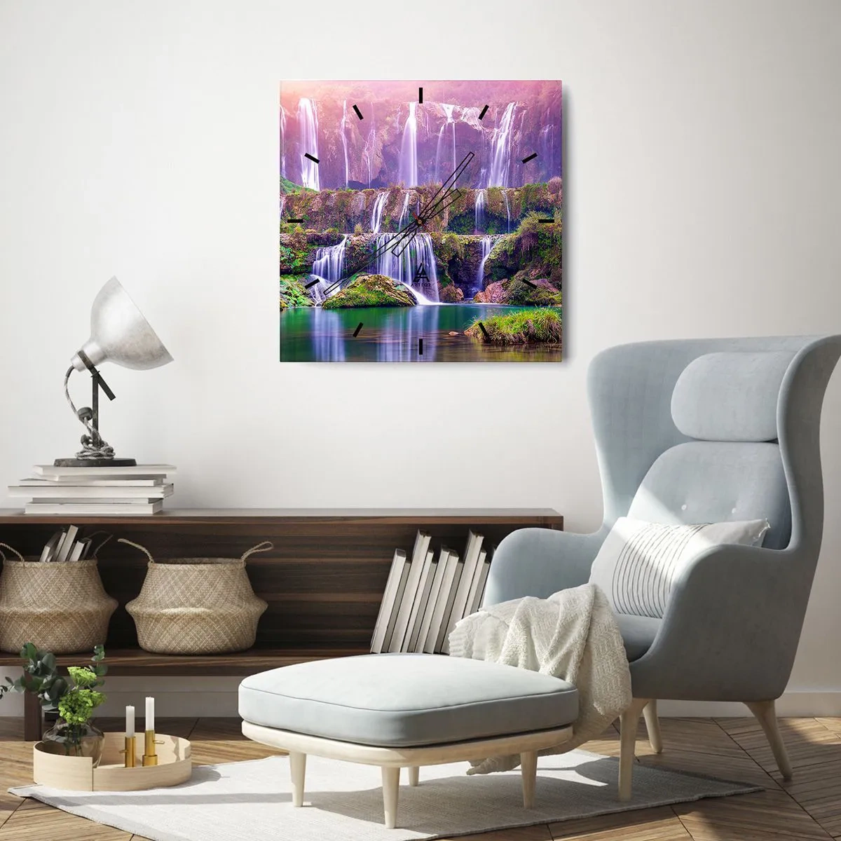 Relógio de parede - Relógio em vidro - Escadas para o céu - 40x40 cm