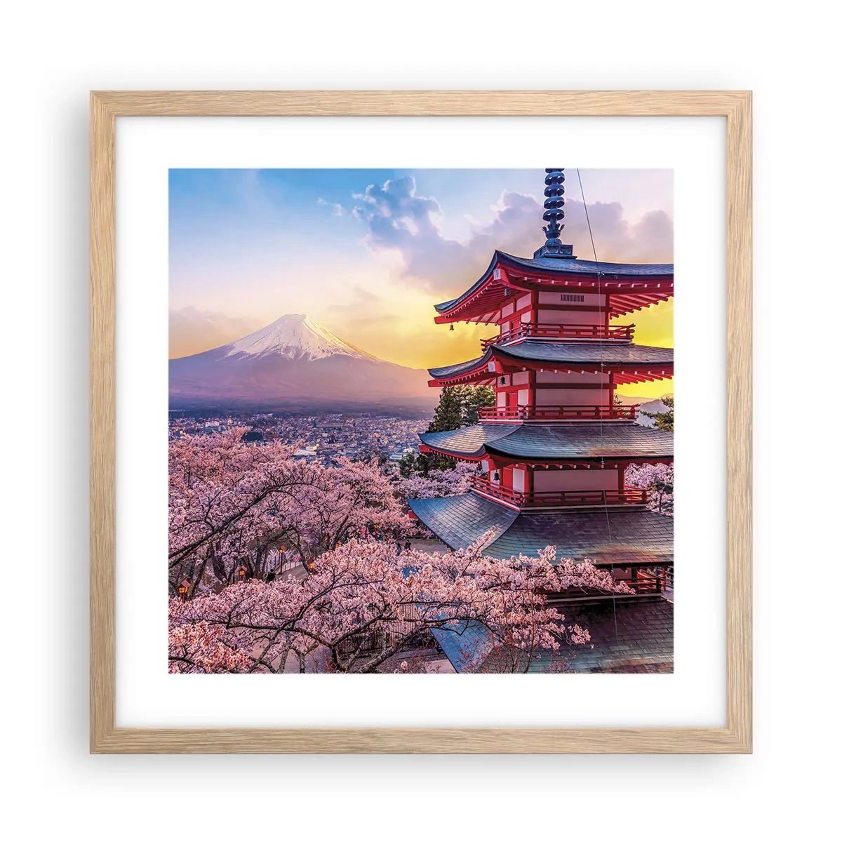 Pôster com moldura de carvalho claro - A essência do espírito japonês - 40x40 cm