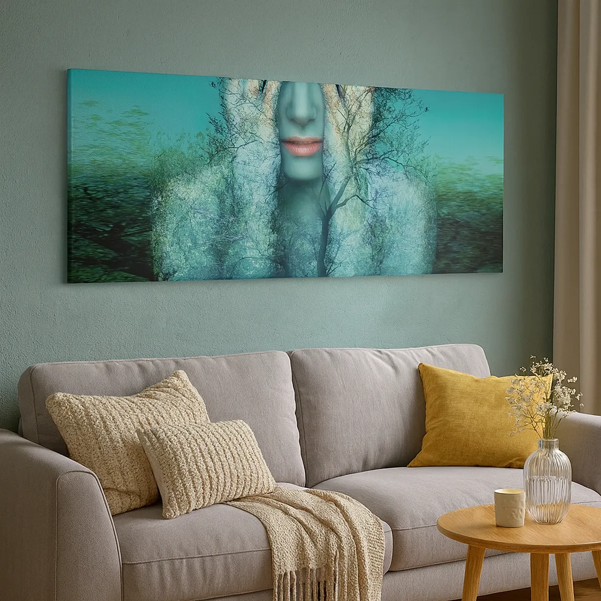 Quadro em tela - Imersa em azul - 30x30 cm