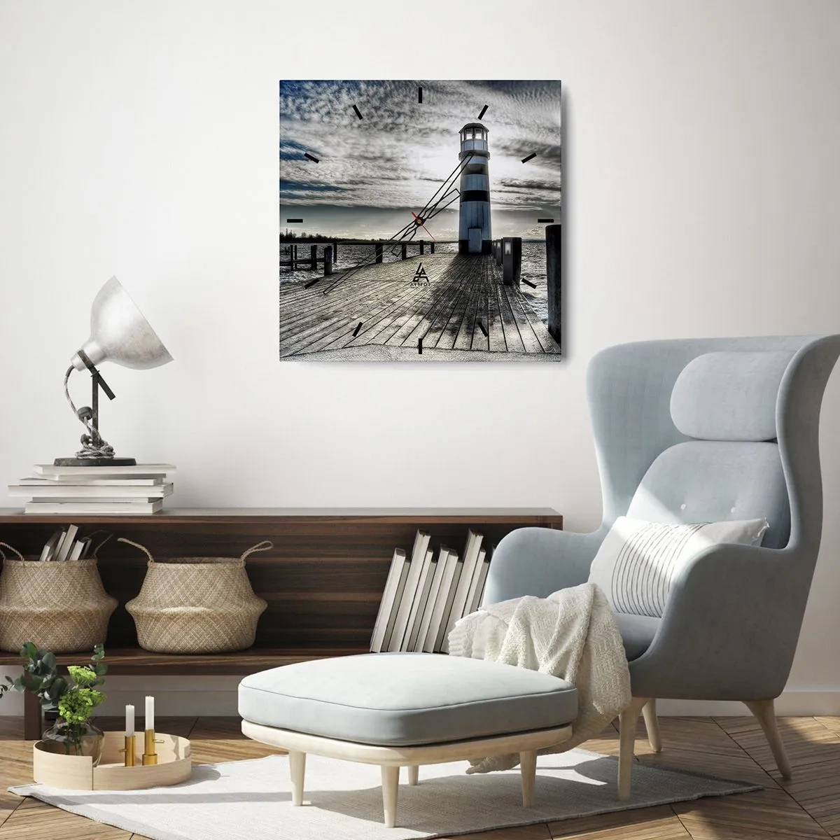 Relógio de parede - Relógio em vidro - Marinheiros, aguardo ansiosamente - 40x40 cm