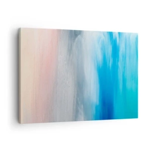 Quadro em tela - Pinceladas abstratas em tons de azul e rosa - 70x50cm - Elementos: ar - Decoração de parede moderna para a sala de estar e quarto ARTTOR