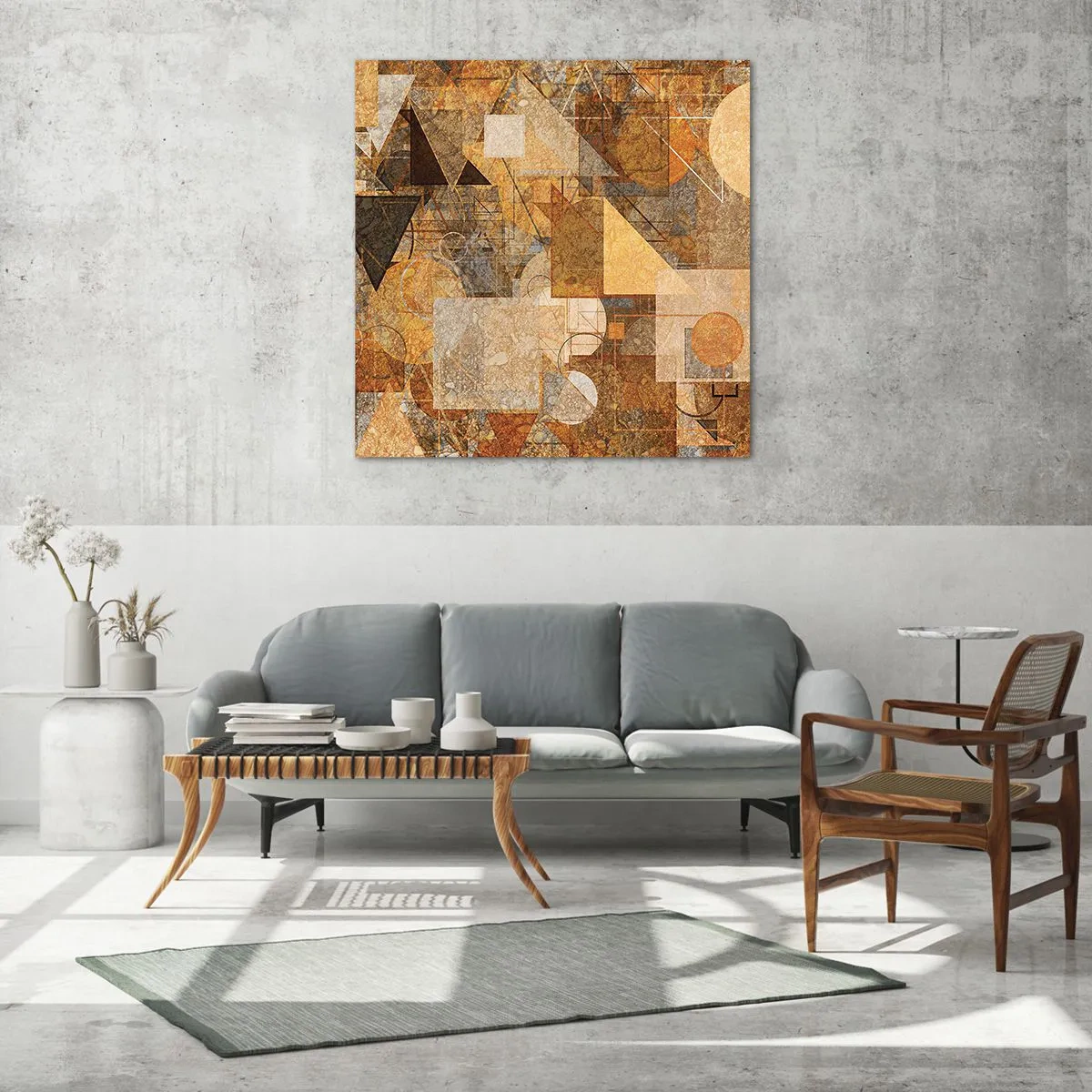 Quadro em vidro - Estudo Cubista em Bronze - 60x60 cm