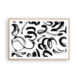 Pôster com moldura de carvalho claro - Preto sobre branco - 91x61 cm