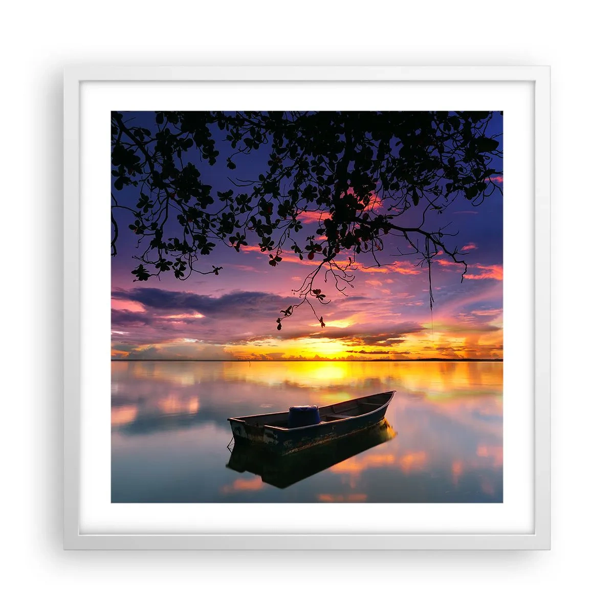 Pôster em moldura branca - Parece que estás pendurado no meio do céu… - 50x50 cm