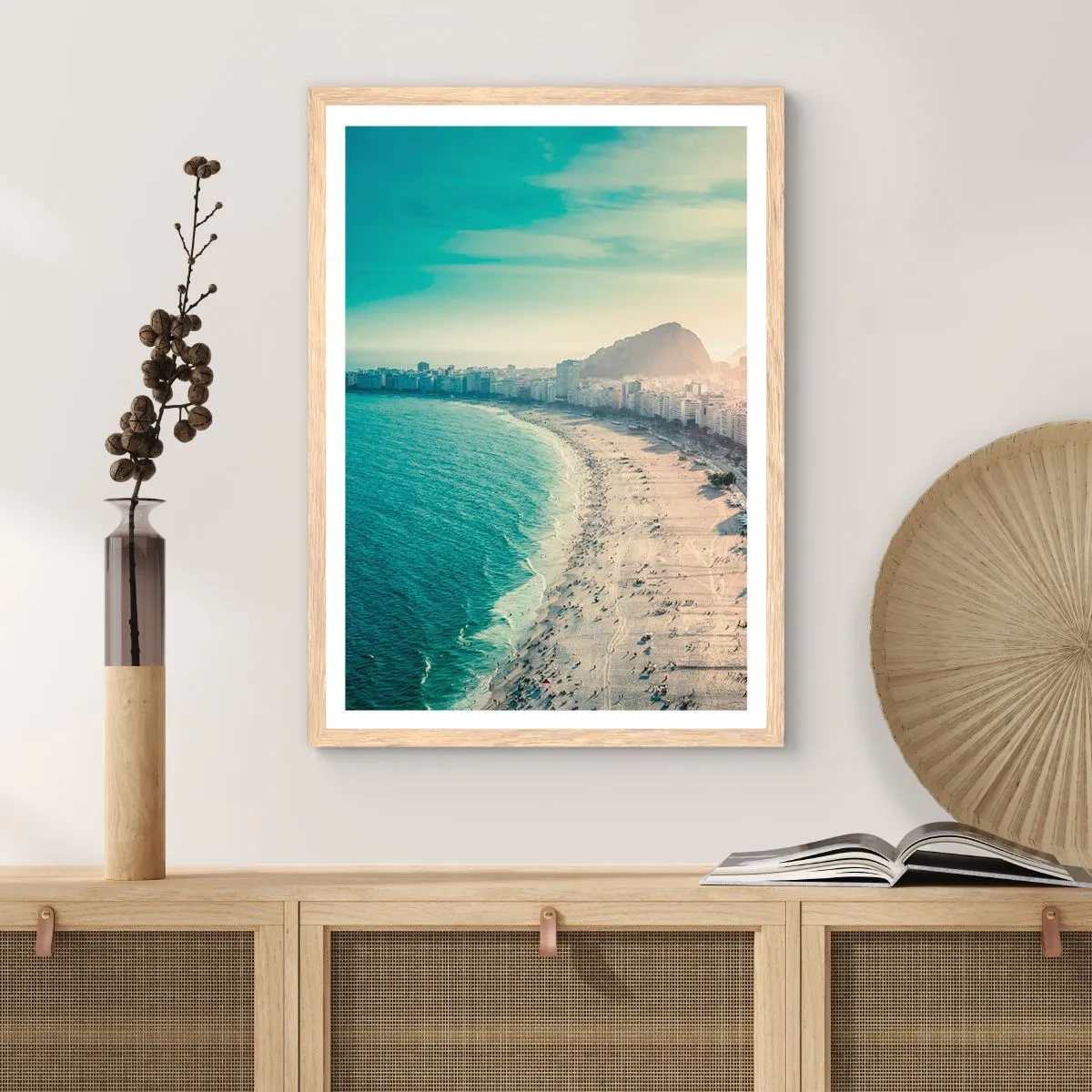 Pôster com moldura de carvalho claro - Férias eternas no Rio - 70x100 cm