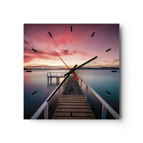 Relógio de parede - Relógio em vidro - A chama suave da noite - 30x30 cm