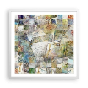 Pôster em moldura branca - Embaralhamento geométrico - 60x60 cm