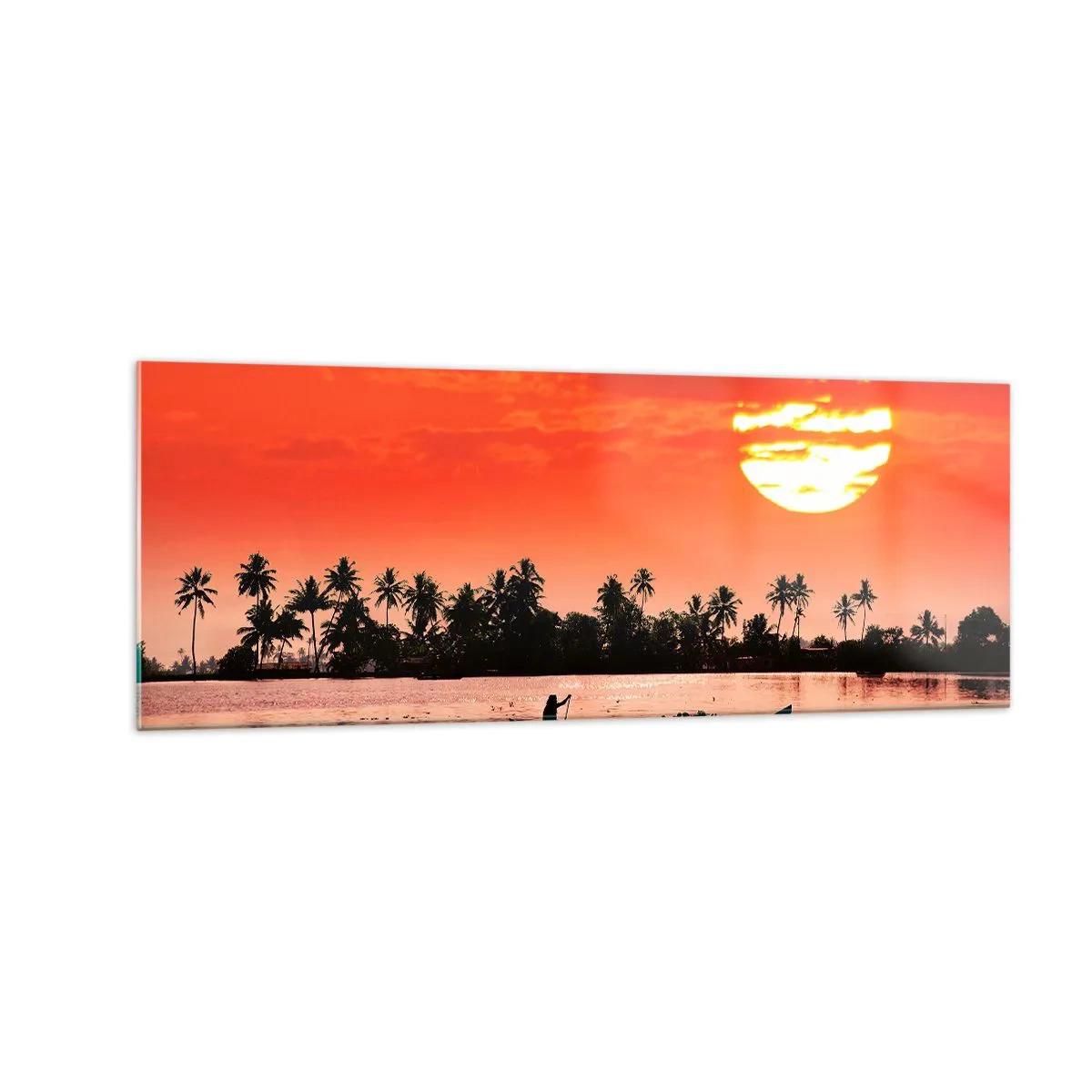 Quadro em vidro - A calma dos trópicos ao pôr do sol - 140x50 cm
