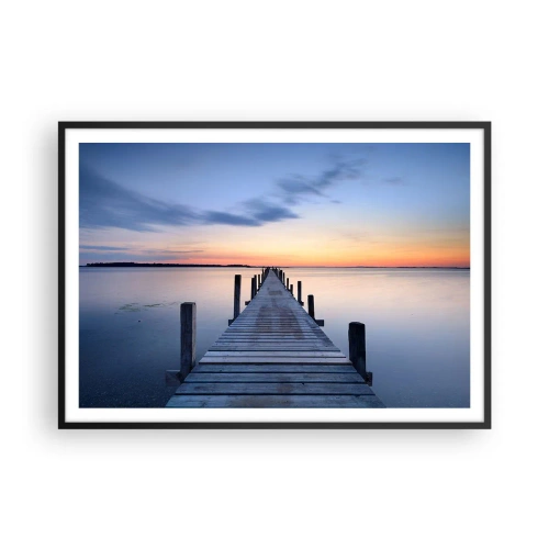 Pôster com moldura preta - A calma de um crepúsculo sereno - 100x70 cm