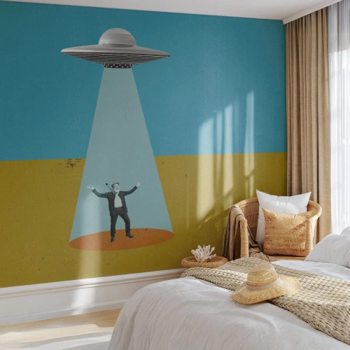 Papel de parede personalizado Premium Sand - Encontro próximo - OVNI, Arte Moderna, Surrealismo