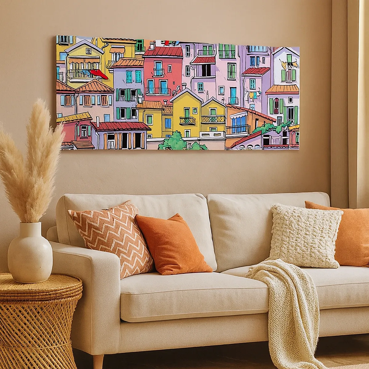 Quadro em tela - Cidade divertida - 30x30 cm
