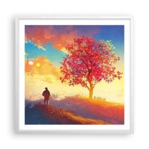 Pôster em moldura branca - O peregrino no seu destino - 60x60 cm