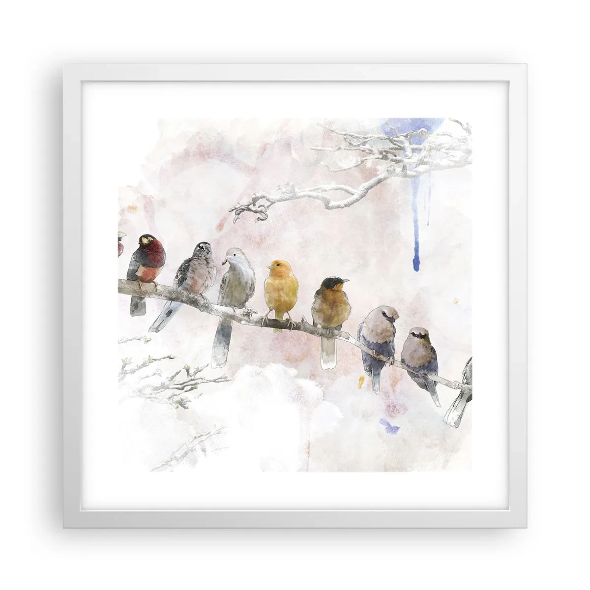 Pôster em moldura branca - Reunião alada - 40x40 cm