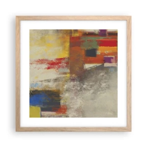 Pôster com moldura de carvalho claro - Geometria das cores - 40x40 cm