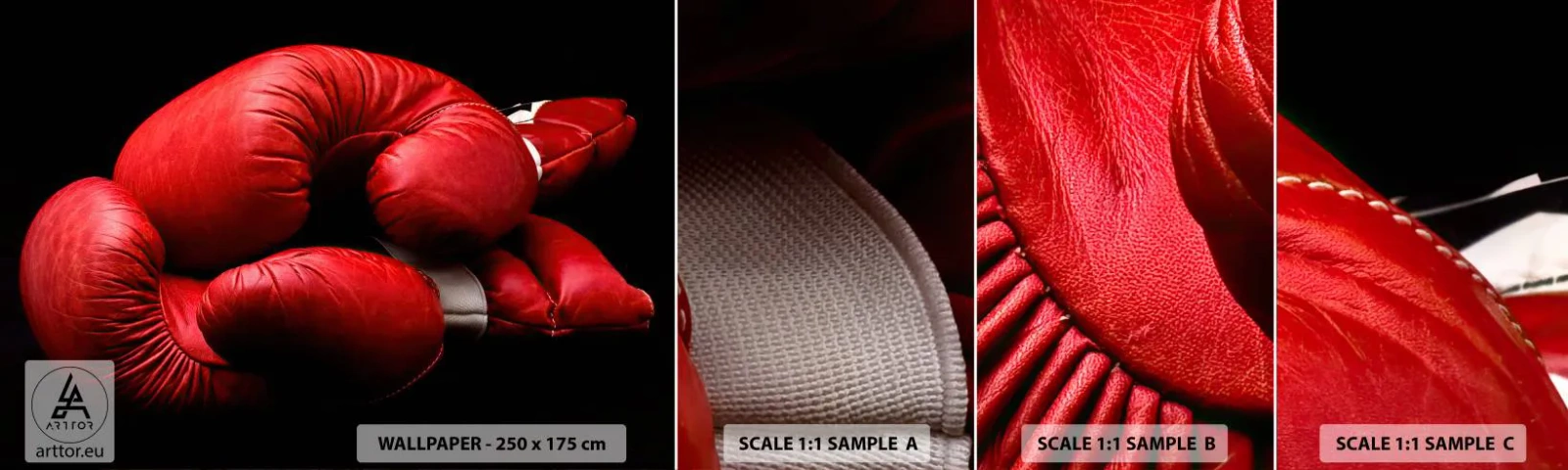 Amostra de Papel de Parede Standard Eco - As emoções da luta ficaram para trás - Esporte, Caixa, Luvas de boxe - 100x30 cm