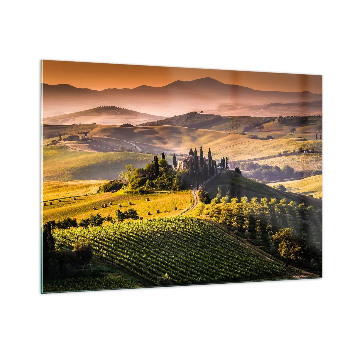 Quadro em vidro - Arcádia - Paisagem toscana - 100x70 cm