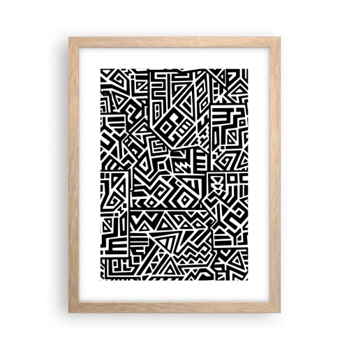 Pôster com moldura de carvalho claro - Composição pré-colombiana - 30x40 cm