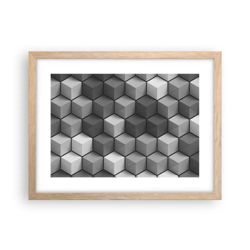 Pôster com moldura de carvalho claro - Quebra-cabeça cubista - 40x30 cm