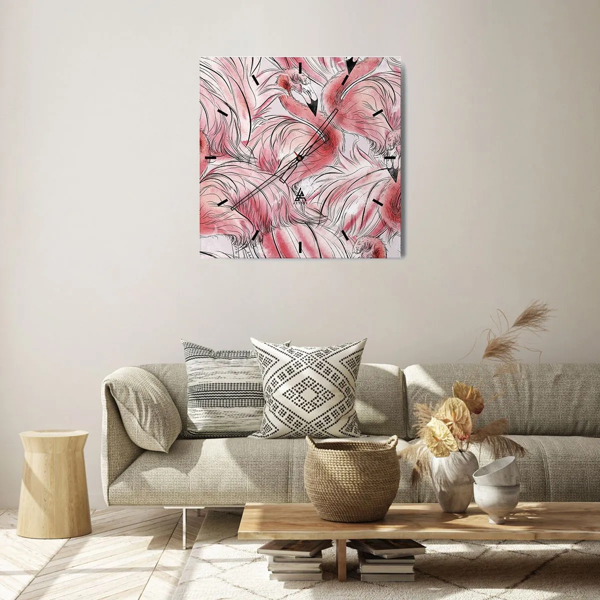 Relógio de parede - Relógio em vidro - Bird corps de ballet - 40x40 cm