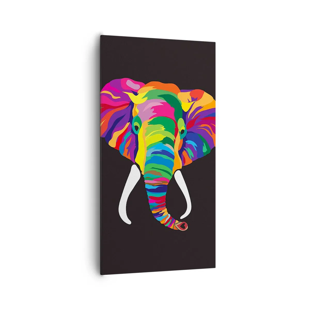 Quadro em tela - O elefante que adorava banhar-se no arco-íris - 65x120 cm
