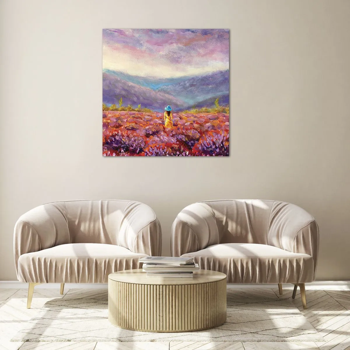 Quadro em vidro - No mundo da lavanda - 40x40 cm