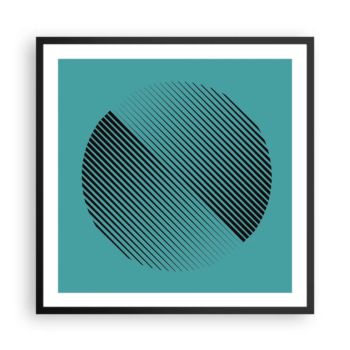 Pôster com moldura preta - Círculo – uma variação geométrica - 60x60 cm