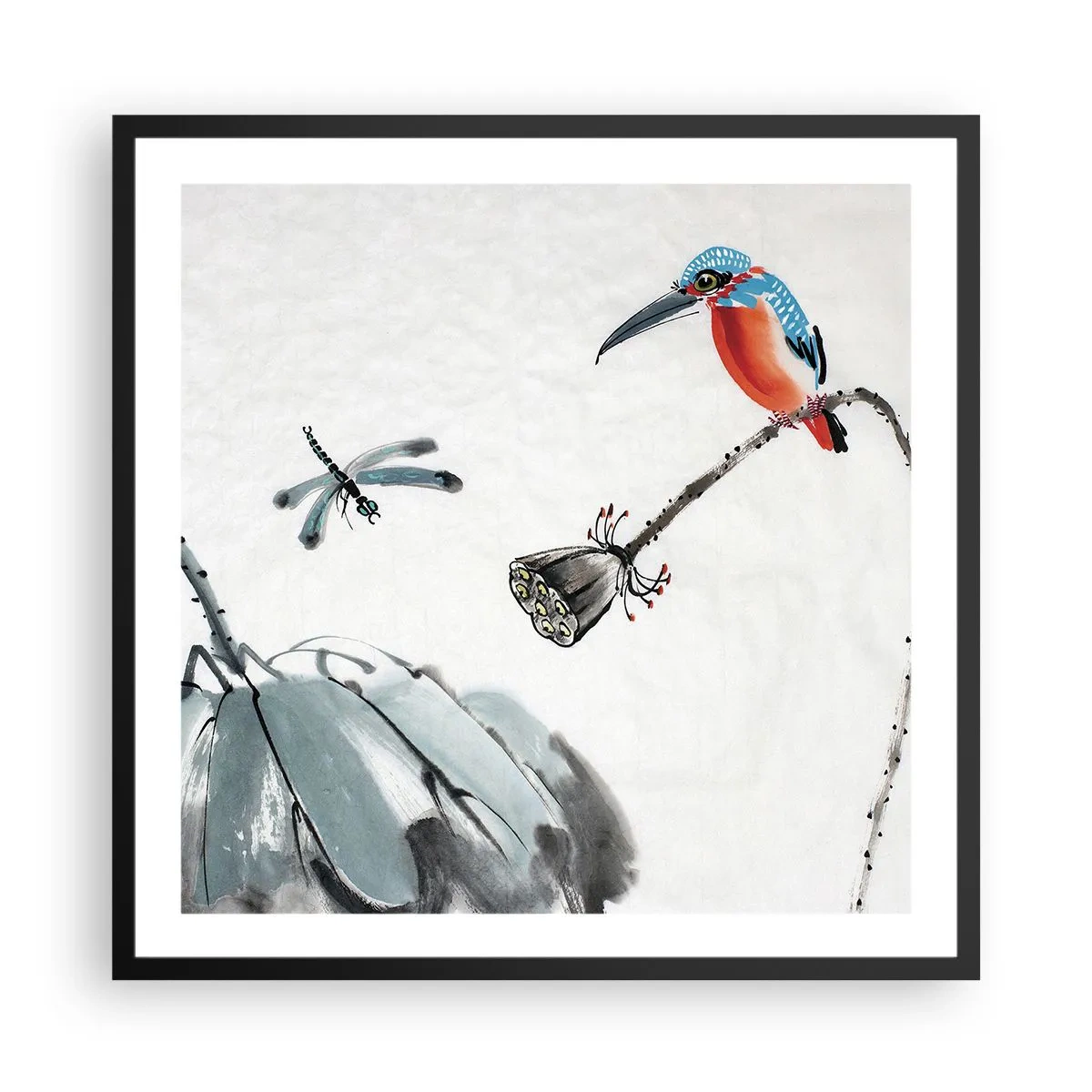 Pôster com moldura preta - A vida do prado - 60x60 cm