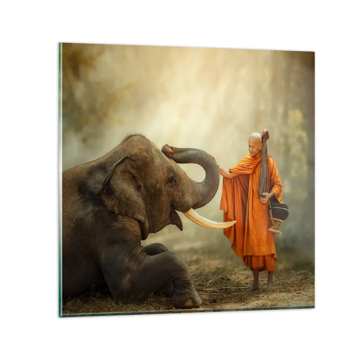 Quadro em vidro - Encontro na viagem - 50x50 cm