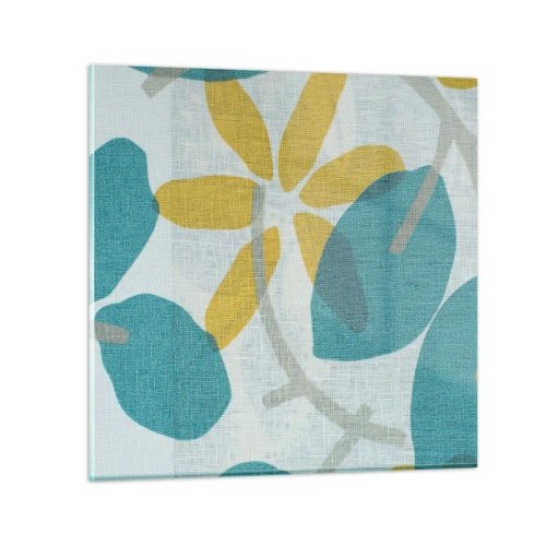 Quadro em vidro - Entre as folhas azuis - 30x30 cm