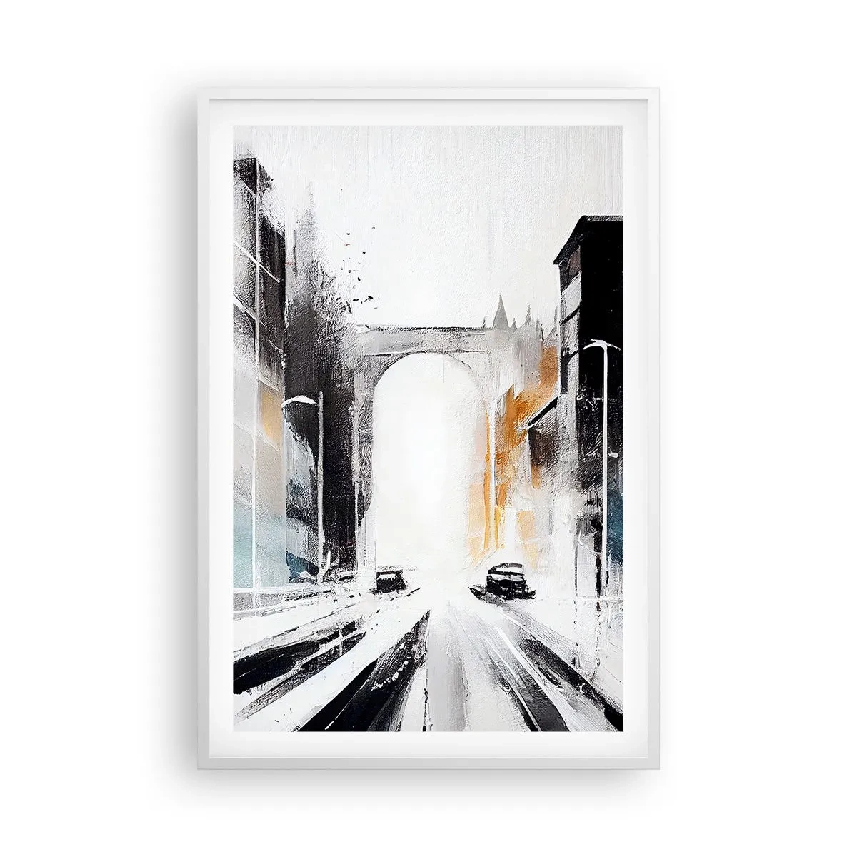 Pôster em moldura branca - Estudo da cidade: arquitetura e movimento - 61x91 cm