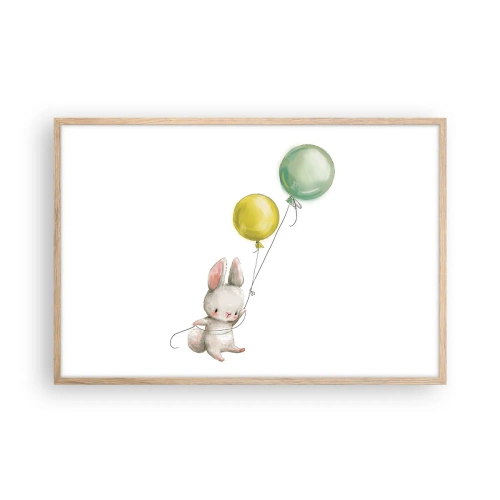 Pôster com moldura de carvalho claro - Também quero voar! - 91x61 cm