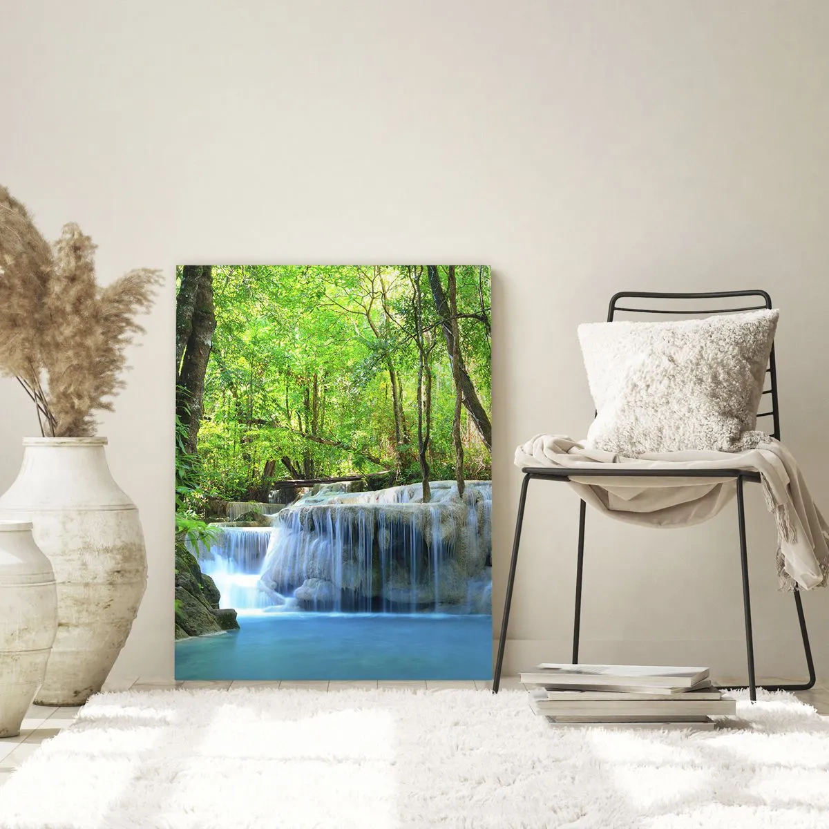 Quadro em vidro - Afogar-se na turquesa e vegetação - 80x120 cm