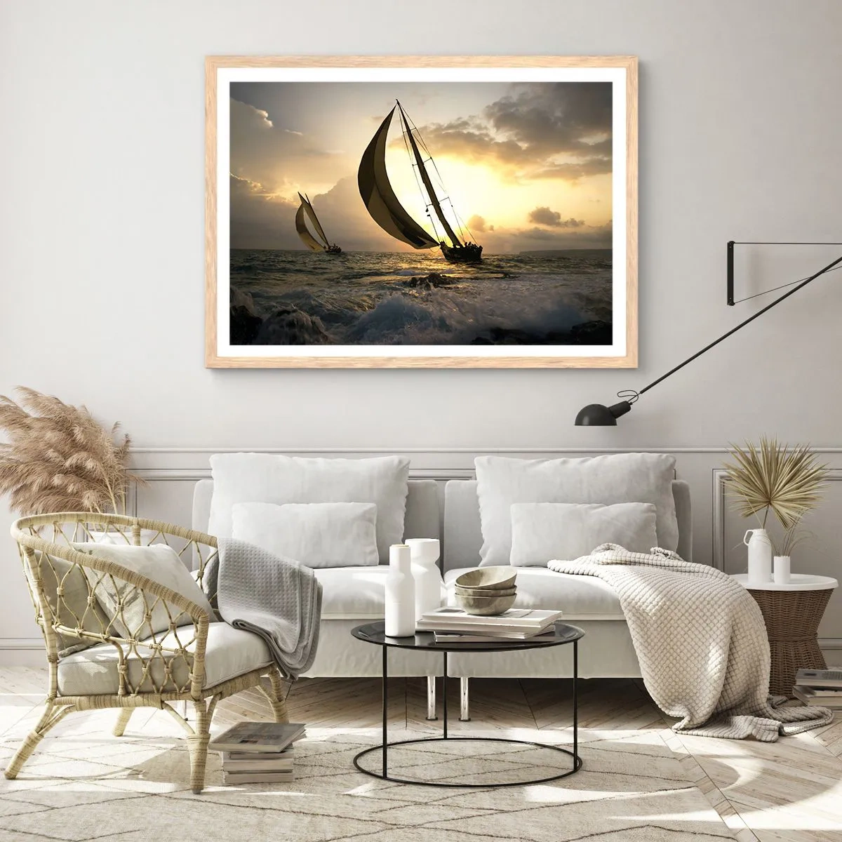 Pôster com moldura de carvalho claro - Com o vento e contra o vento - 100x70 cm