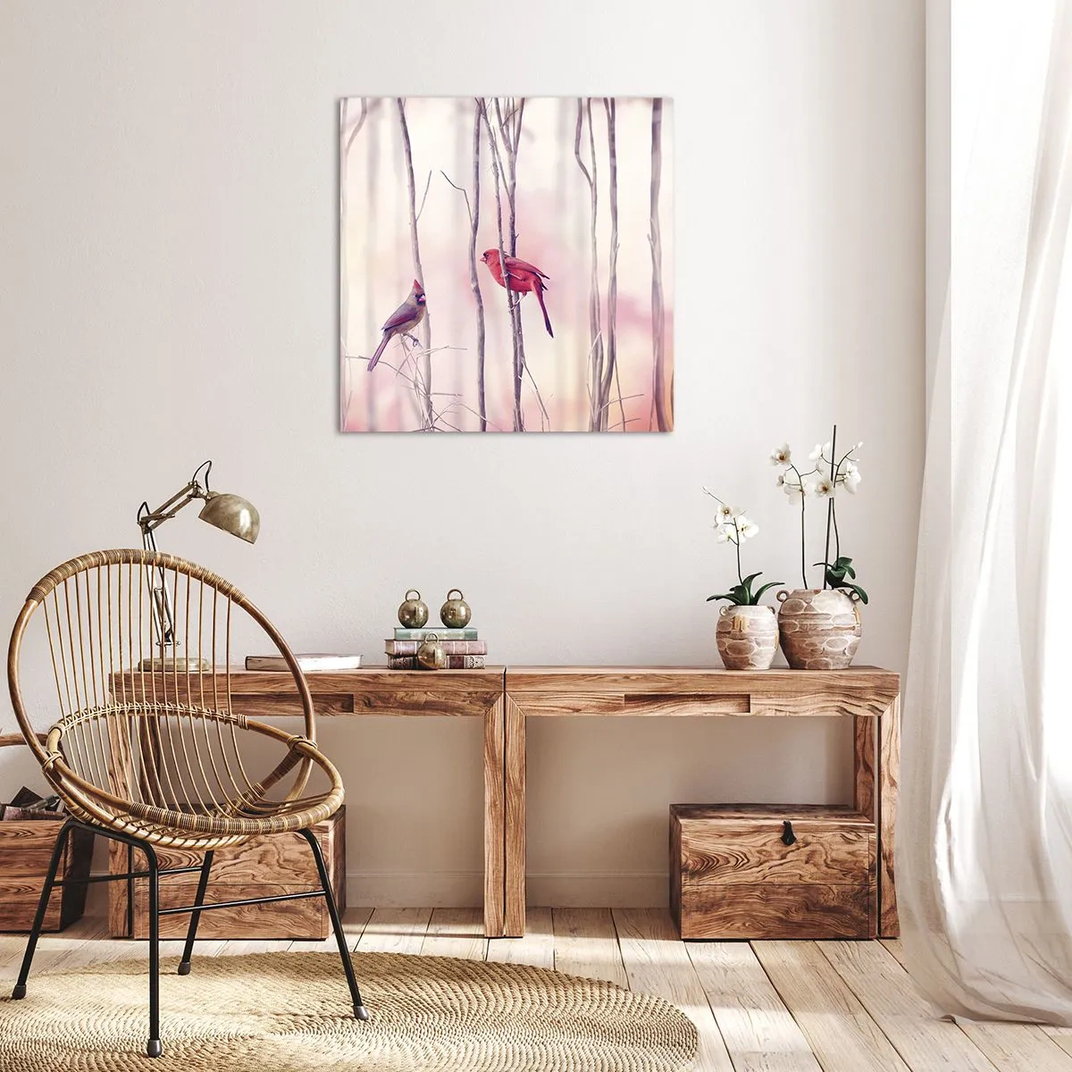 Quadro em tela - O Conto da floresta rosa - 50x50 cm