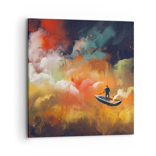 Quadro em tela - De barco pela galáxia - 70x70 cm
