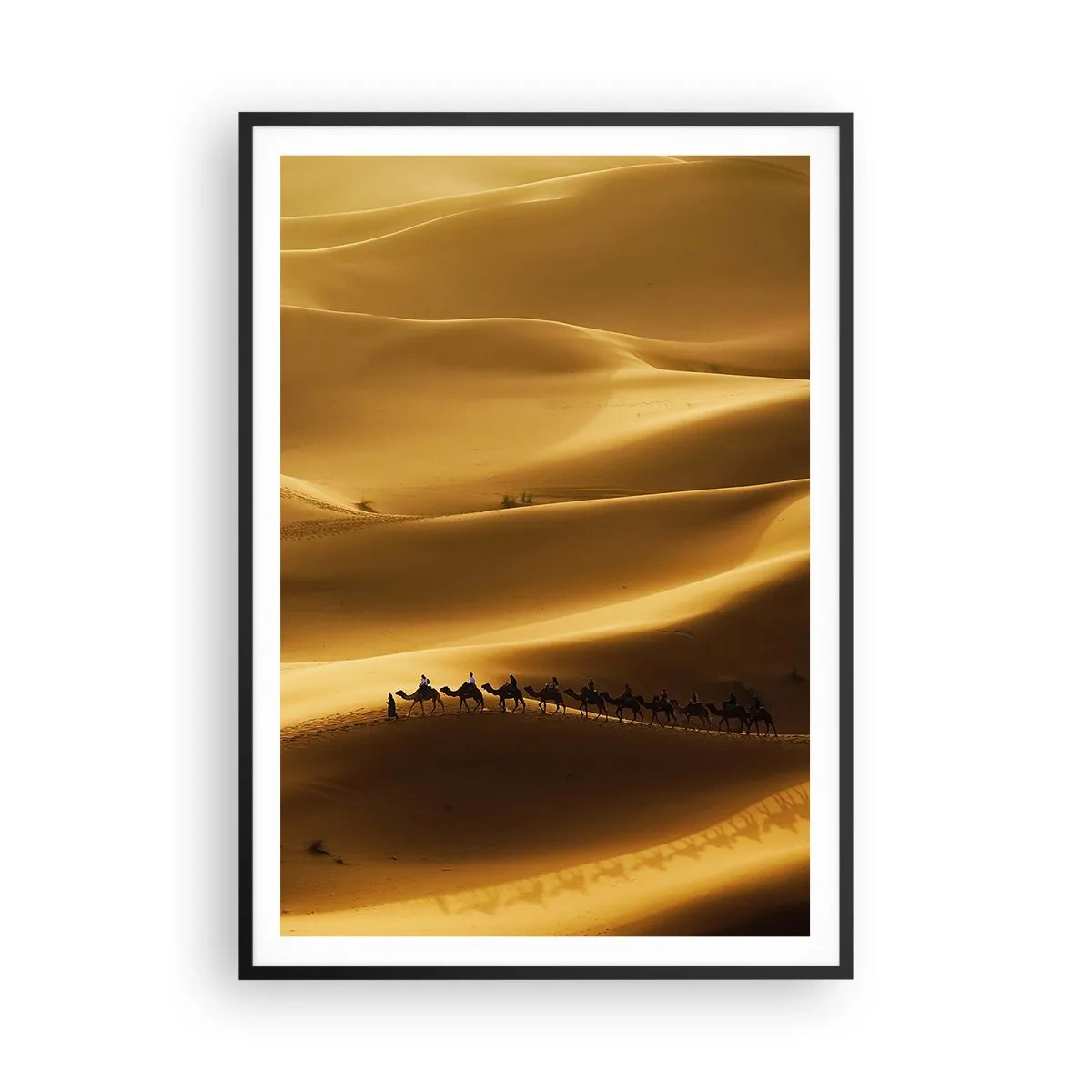 Pôster com moldura preta - Caravana nas ondas do deserto - 70x100 cm