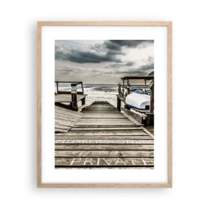 Pôster com moldura de carvalho claro - Praia da meia-noite - 40x50 cm