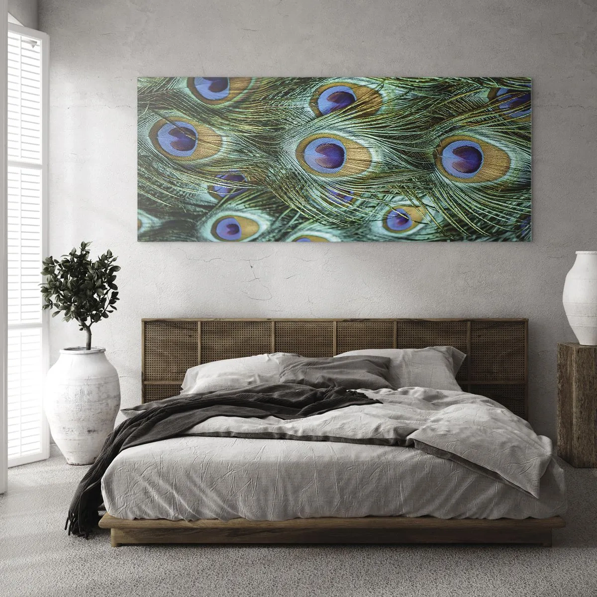 Quadro em vidro - Um olhar de pavão - 120x50 cm