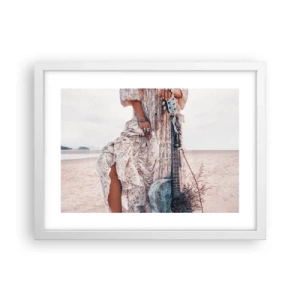 Pôster em moldura branca - Flores a caminho - 40x30 cm