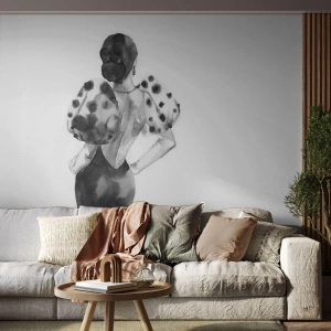 Papel de Parede Standard Eco - Uma mulher com um vestido elegante e minimalista - 100x70cm - Ela passou por aqui - Decoração de parede moderna para a sala de estar e quarto ARTTOR
