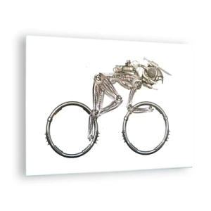 Quadro em vidro - Bicicleta industrial feita de metal - 70x50cm - Uma ótima máquina - Decoração de parede moderna para a sala de estar e quarto ARTTOR