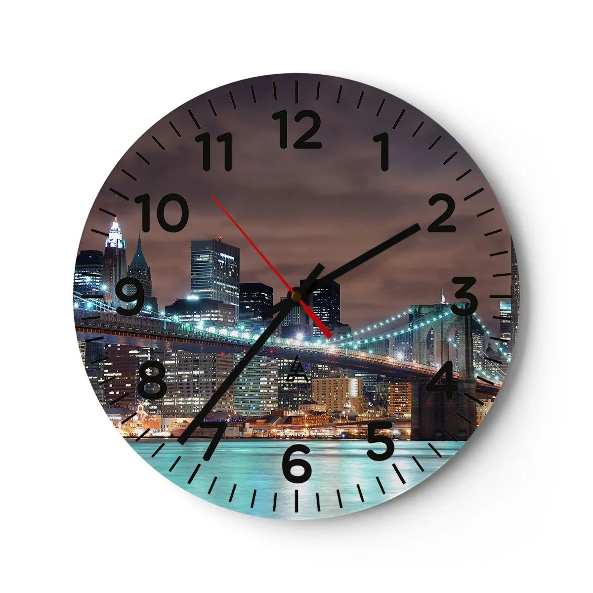 Relógio de parede - Relógio em vidro - Luzes de uma cidade grande - 40x40 cm