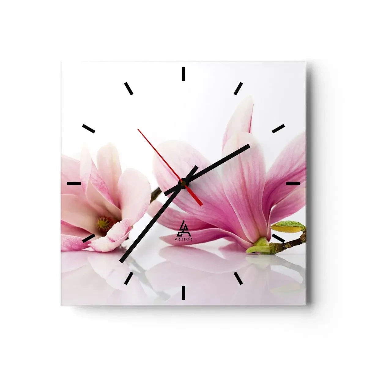 Relógio de parede - Relógio em vidro - Suave como um sopro de primavera - 30x30 cm