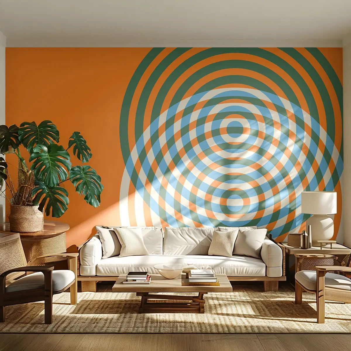 Papel de Parede Autocolante Deluxe Sticker - Variação circular abstrata - Abstração, Pedaço, Distritos - 250x175 cm