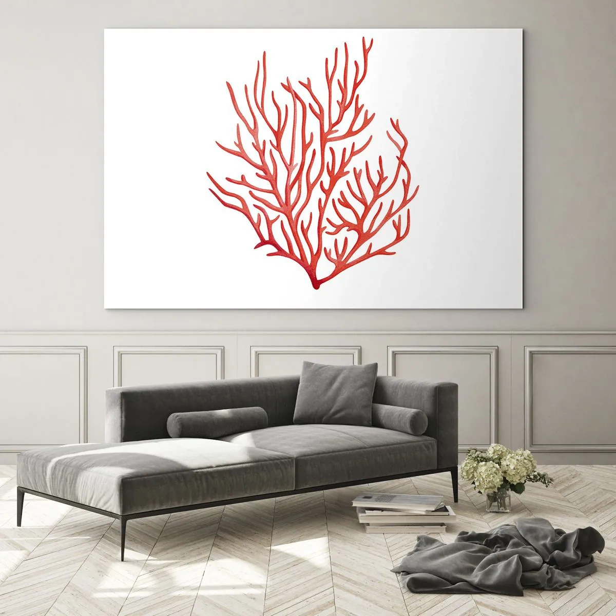 Quadro em vidro - Filigrana coral - 100x70 cm