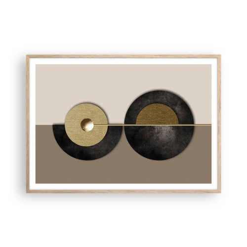 Pôster com moldura de carvalho claro - Variações ao redor do círculo - 100x70 cm