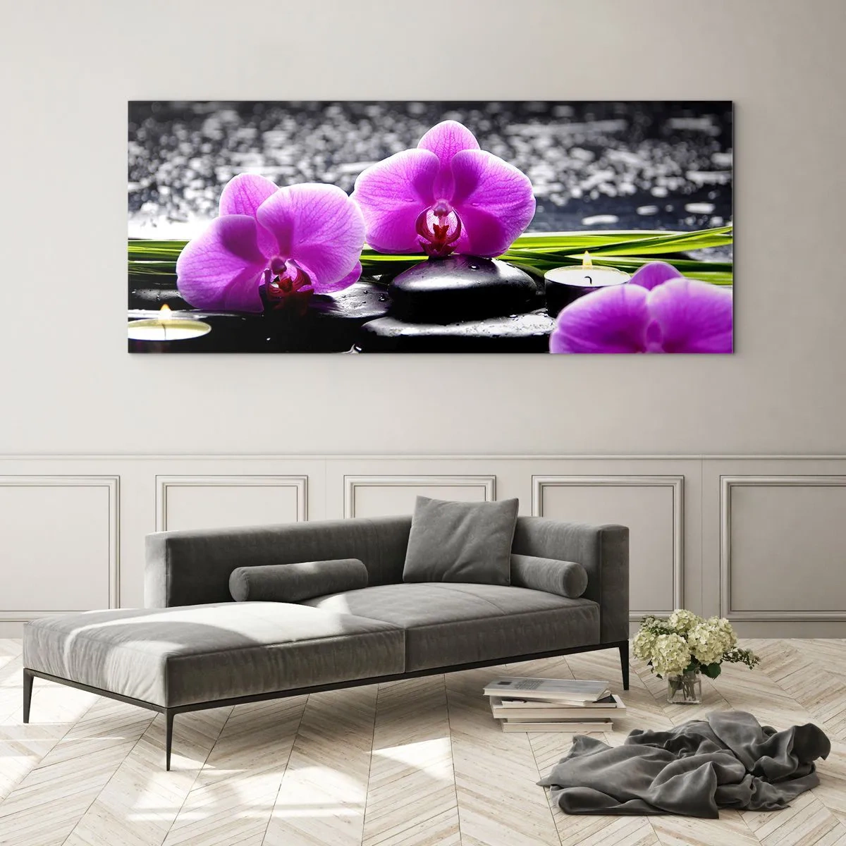 Quadro em vidro - Afogar-se na paz e sossego - 90x30 cm