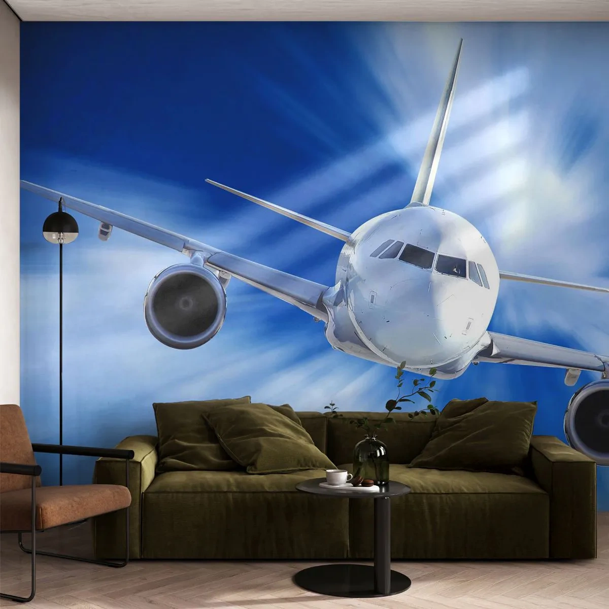 Papel de Parede Autocolante Deluxe Sticker - Mais rápido do que o vento no céu - Avião, Aeronave, Viagens - 250x175 cm