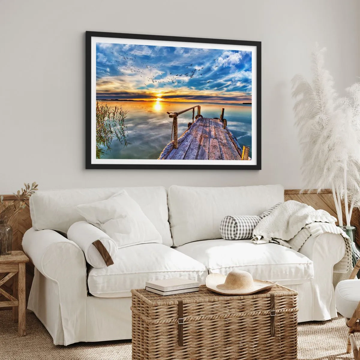 Pôster com moldura preta - O vento descansa - 100x70 cm